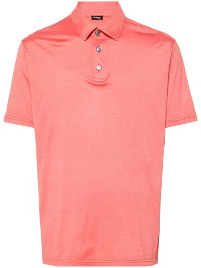 Kiton Mélange Jersey Polo Shirt In Red