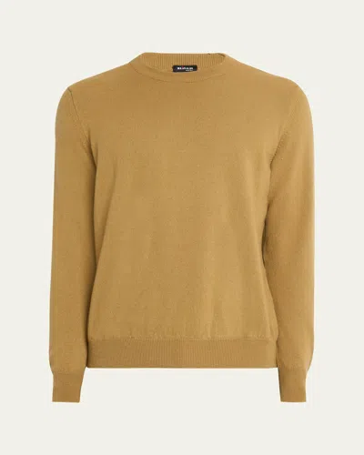 Kiton Men's 12gg Cashmere Knit Crewneck Sweater In Orange