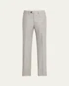 Kiton Men's 15 Micron Flat-front Trousers In Light Gray