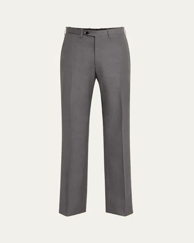Kiton Men's 15 Micron Wool Trousers In Gray