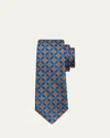 Kiton Men's 7-fold Geometric Jacquard Silk Tie In Blu Mult