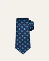 Kiton Men's Geometric Jacquard Silk Tie In Navy Mult