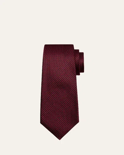 Kiton Men's 7-fold Micro-houndstooth Silk Tie In Blu Mult