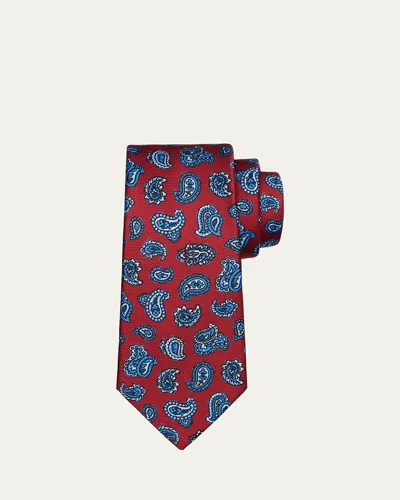 Kiton Men's 7-fold Paisley Silk Tie In Red