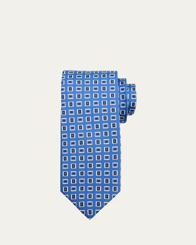 Kiton Men's Abstract Geometric Silk Tie In Blue
