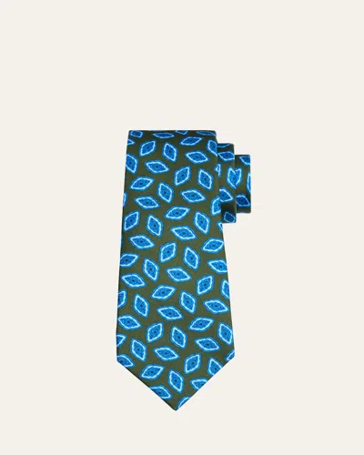 Kiton Men's Abstract-print Silk Tie In Blue