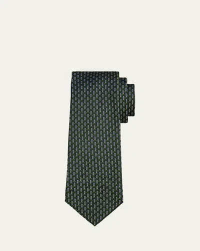 Kiton Men's Abstract Silk Sevenfold Tie In Green/grey
