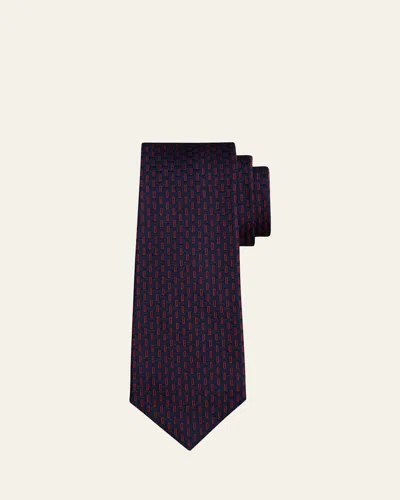 Kiton Men's Abstract Silk Sevenfold Tie In Red/navy
