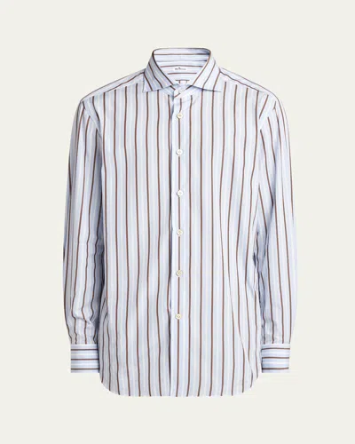 Kiton Men's Alternating Stripes Sport Shirt In White