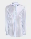 Kiton Men's Alternating Stripes Sport Shirt In Lt Blu