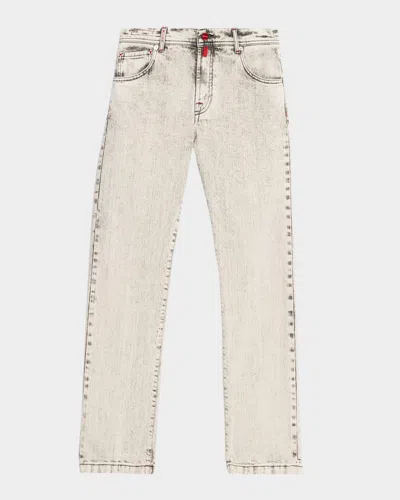 Kiton Men & Apos;s Acid-wash Denim Jeans In Gray