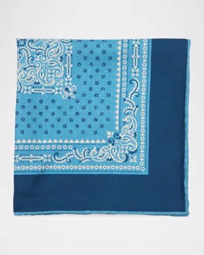 Kiton Men & Apos;s Bandana-print Silk Pocket Square In Blue