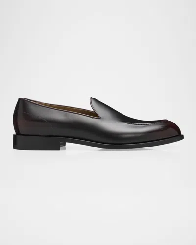 Kiton Men & Apos;s Calfskin Apron-toe Loafers In Black