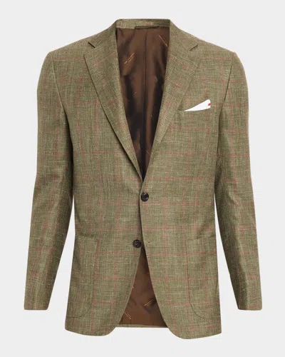 Kiton Men & Apos;s Cashmere Windowpane Single-breasted Sport Coat In Brown
