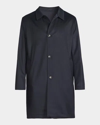 Kiton Men & Apos;s Cashmere-blend Reversible Raincoat In Blue