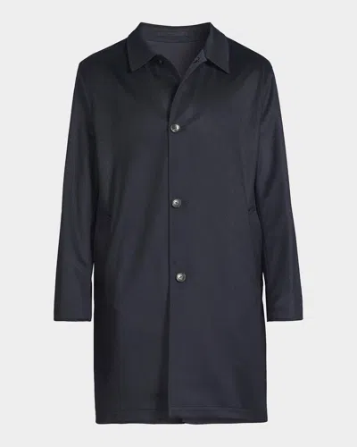 Kiton Men & Apos;s Cashmere-blend Reversible Raincoat In Navy Blue