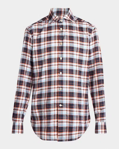 Kiton Men & Apos;s Check Cotton And Mother Of Pearl-placket Button-down Shirt In Multi
