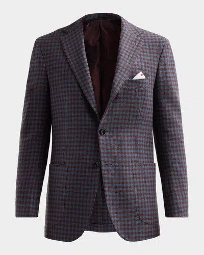 Kiton Men's Checked Cashmere Sport Coat In Blue