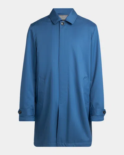 Kiton Men & Apos;s Concealed-placket Raincoat In Blue
