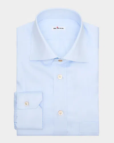 Kiton Men & Apos;s Cotton Chest-pocket Dress Shirt In Blue
