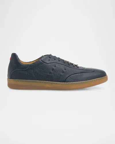 Kiton Men & Apos;s Deerskin T-toe Low-top Sneakers In Blue