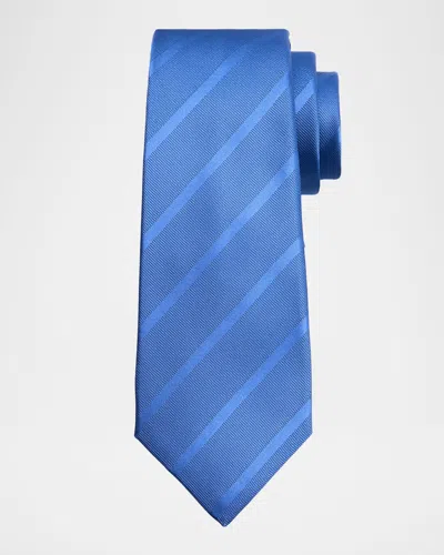 Kiton Men & Apos;s Diagonal Stripe Jacquard Silk 7-fold Tie In Blue