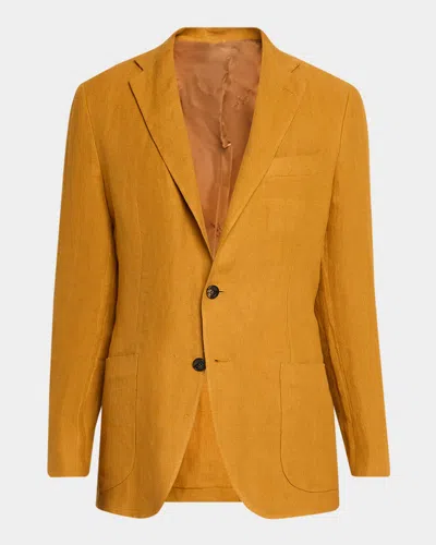 Kiton Men's Exclusive Deconstructed Linen Blazer In Brown