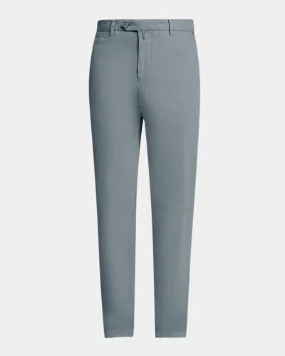 Kiton Men & Apos;s Flat-front Slim-fit Trousers In Blue