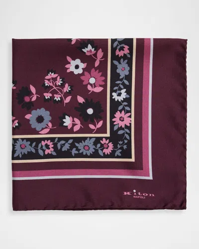 Kiton Men & Apos;s Floral Silk Pocket Square In Red