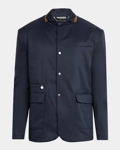 Kiton Men & Apos;s Full-zip Field Jacket In Blue