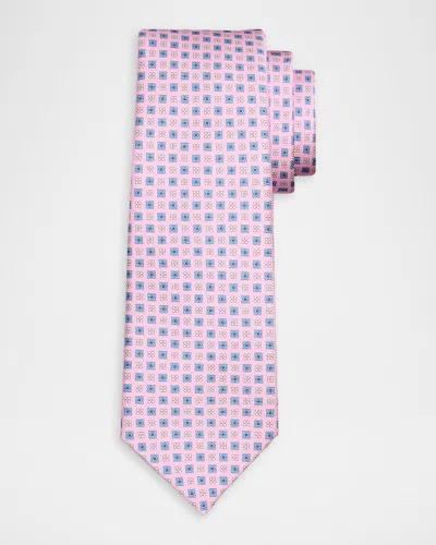 Kiton Men & Apos;s Geometric Floral Silk 7-fold Tie In Pink