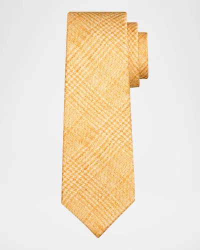 Kiton Men & Apos;s Glen Plaid Silk 7-fold Tie In Yellow
