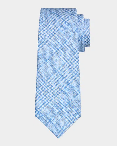 Kiton Men & Apos;s Glen Plaid Silk Tie In Pink