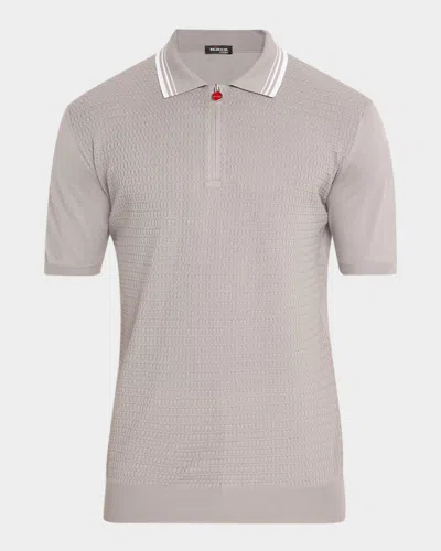 Kiton Men & Apos;s Half-zip Cotton Textured Polo Sweater In Gray