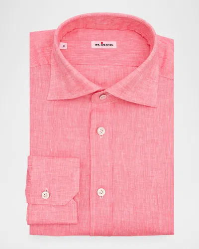 Kiton Men & Apos;s Linen Button-down Shirt In Pink