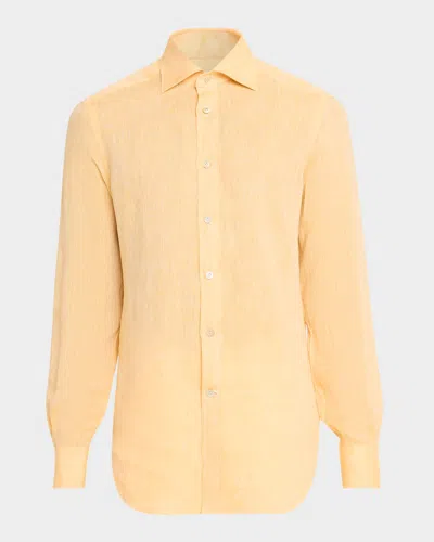 Kiton Men & Apos;s Linen Button-down Shirt In Yellow