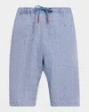 Kiton Men & Apos;s Linen Drawstring Pull-on Shorts In Blue