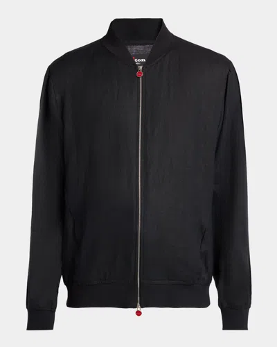 Kiton Men & Apos;s Linen Full-zip Blouson In Black
