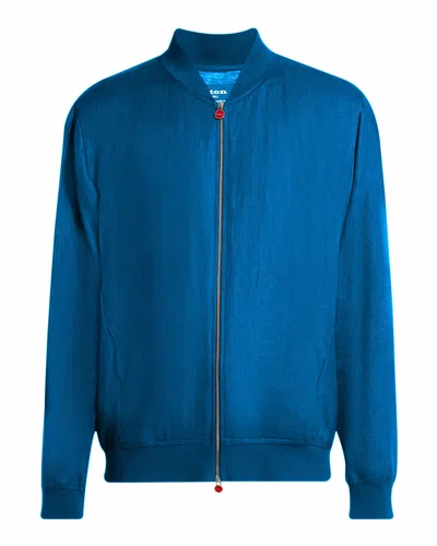 Kiton Men & Apos;s Linen Full-zip Blouson In Blue