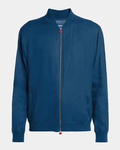 Kiton Men & Apos;s Linen Full-zip Blouson In Blue
