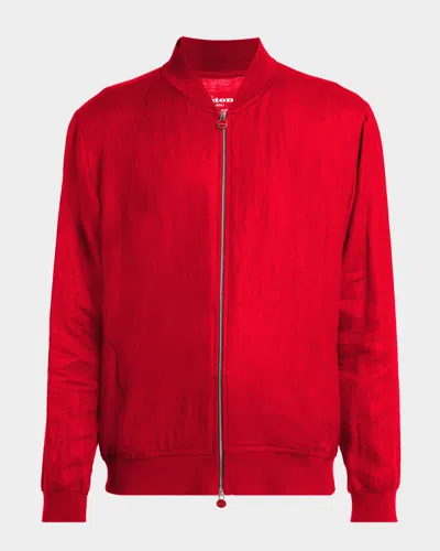 Kiton Men & Apos;s Linen Full-zip Blouson In Red