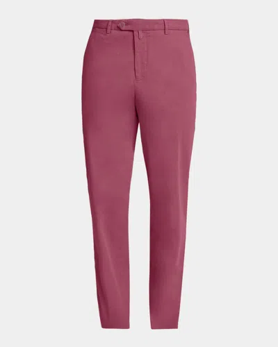 Kiton Men & Apos;s Lyocell Straight-leg Flat-front Pants In Burgundy