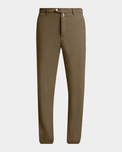 Kiton Men & Apos;s Lyocell Stretch Straight Leg Flat-front Pants In Brown