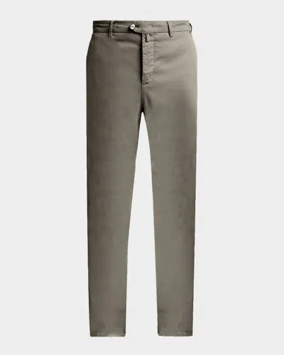 Kiton Men & Apos;s Lyocell Stretch Straight Leg Flat-front Pants In Gray