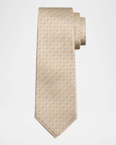 Kiton Men & Apos;s Micro-geometric Silk 7-fold Tie In Brown