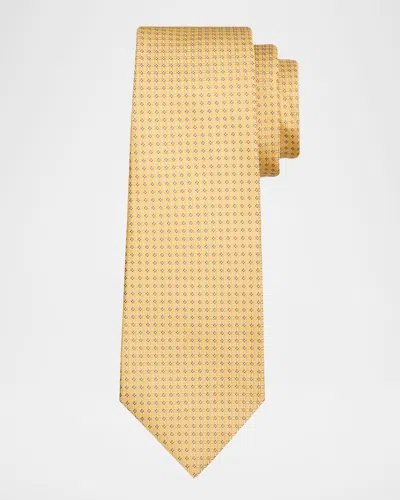 Kiton Men & Apos;s Micro-geometric Silk 7-fold Tie In Brown