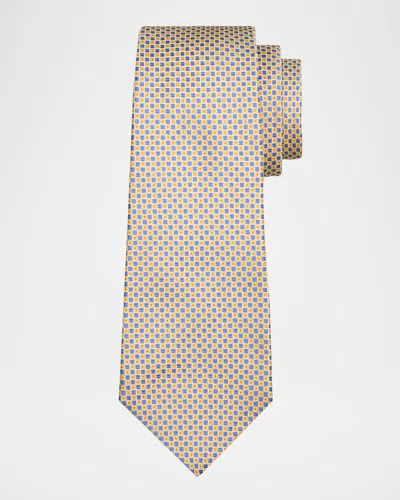 Kiton Men & Apos;s Micro-geometric Silk 7-fold Tie In Brown