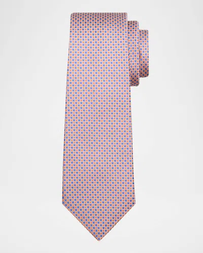 Kiton Men & Apos;s Micro-geometric Silk 7-fold Tie In Pink