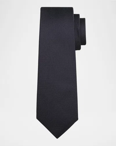 Kiton Men & Apos;s Micro-pindot Silk 7-fold Tie In Black