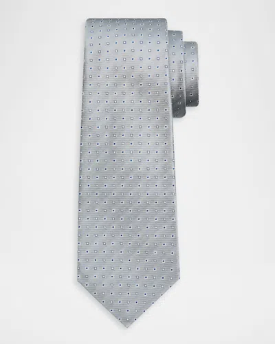 Kiton Men & Apos;s Micro-geometric Jacquard Silk 7-fold Tie In Gray